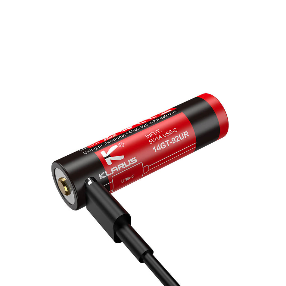 KLARUS 14GT-92UR Hochleistungs-14500 920 mAh USB-C-Akku Lithium-Batterie