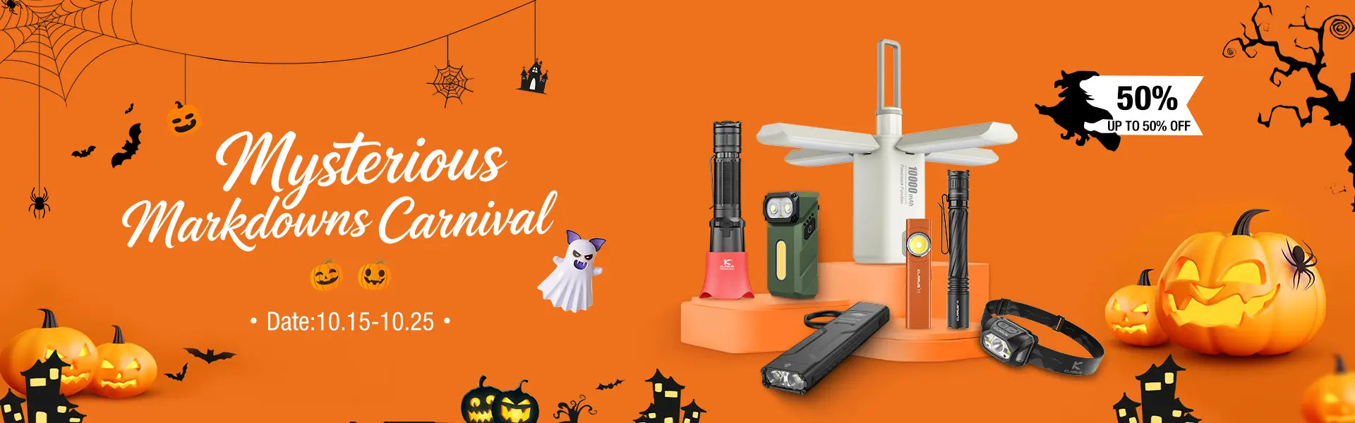 Klarus EDC flashlight and battery Halloween sales