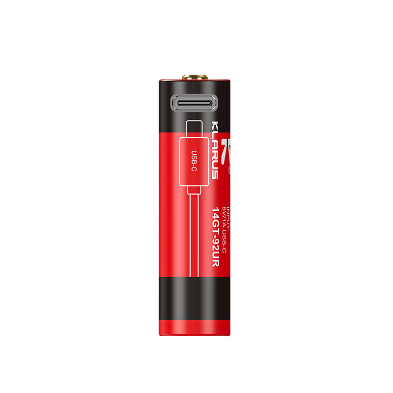 KLARUS 14GT-92UR High Performance 14500 920mAh USB-C Rechargeable Battery Lithium Battery