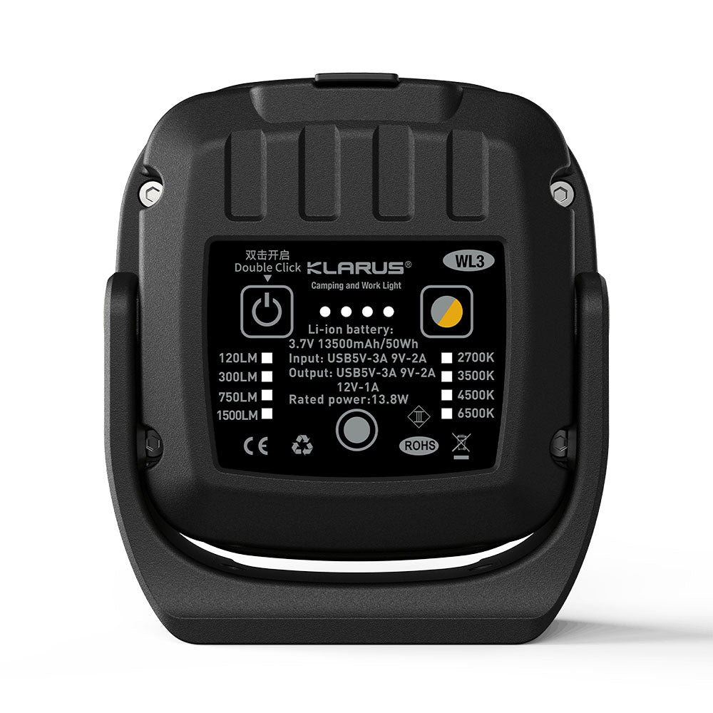 KLARUS WL3 Tragbare Campinglampe 13500mAh wiederaufladbares Arbeitslicht
