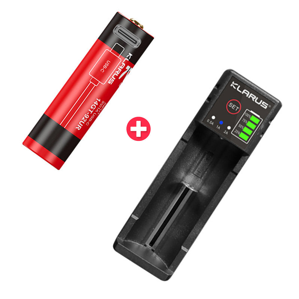 KLARUS 14GT-92UR High Performance 14500 920mAh USB-C Rechargeable Battery Lithium Battery