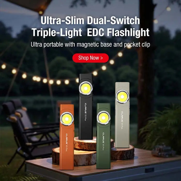 KLARUS E5 Plus Ultra Slim Triple Lights Magnetic EDC Flashlight
