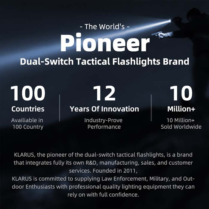 klarus is the pioneer of dual switch tactical flashlights