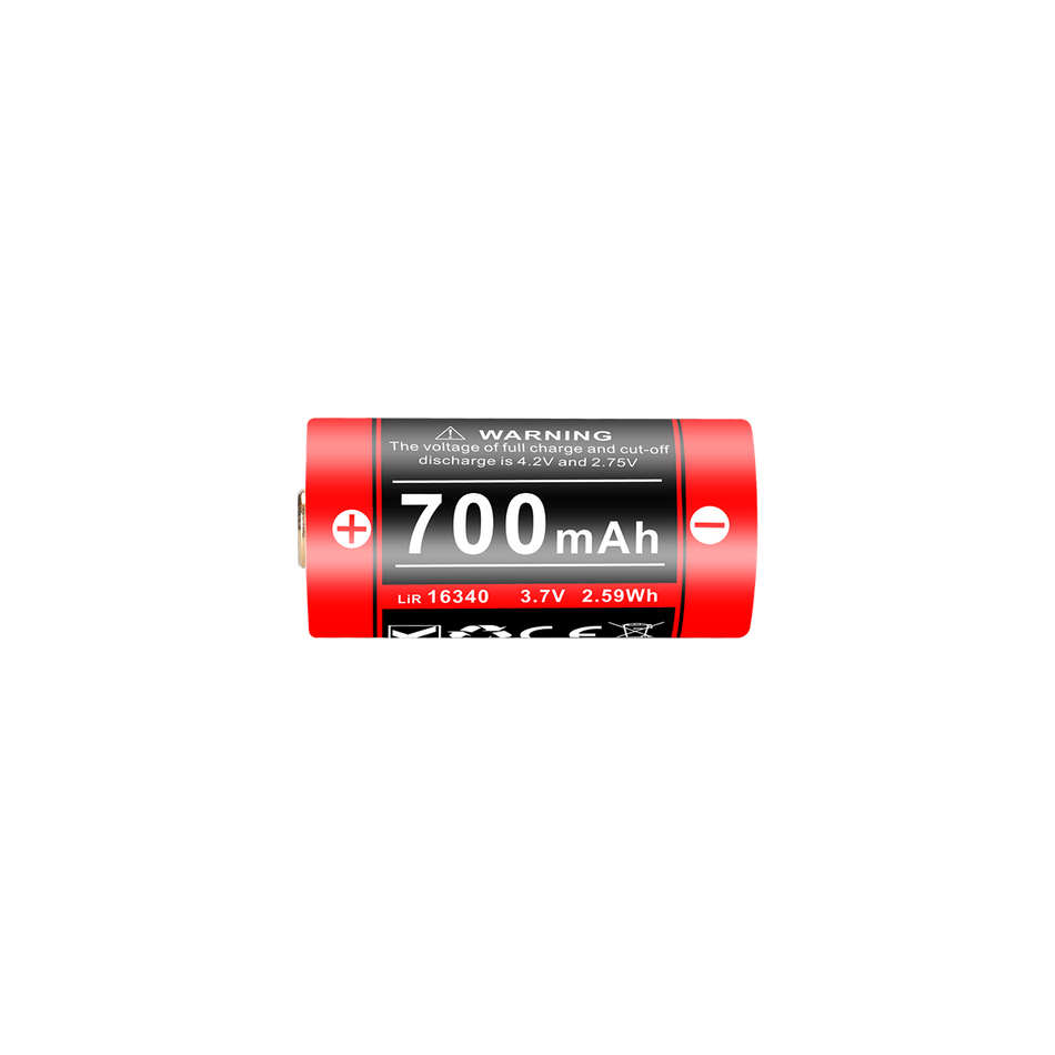 KLARUS 16GT-70UR 700mAH Baterio kun Mikro-USB-Ŝarga Haveno