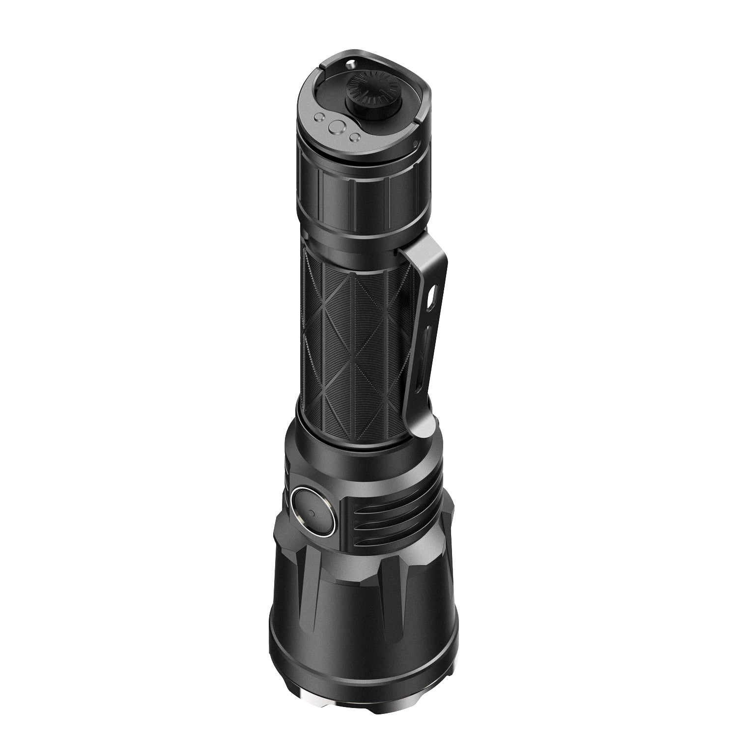 tactical flashlight bottom button display