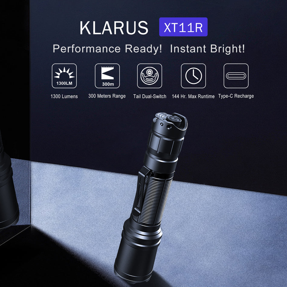 KLARUS XT11R 1300 Lumens Rechargeable Tactical Flashlight
